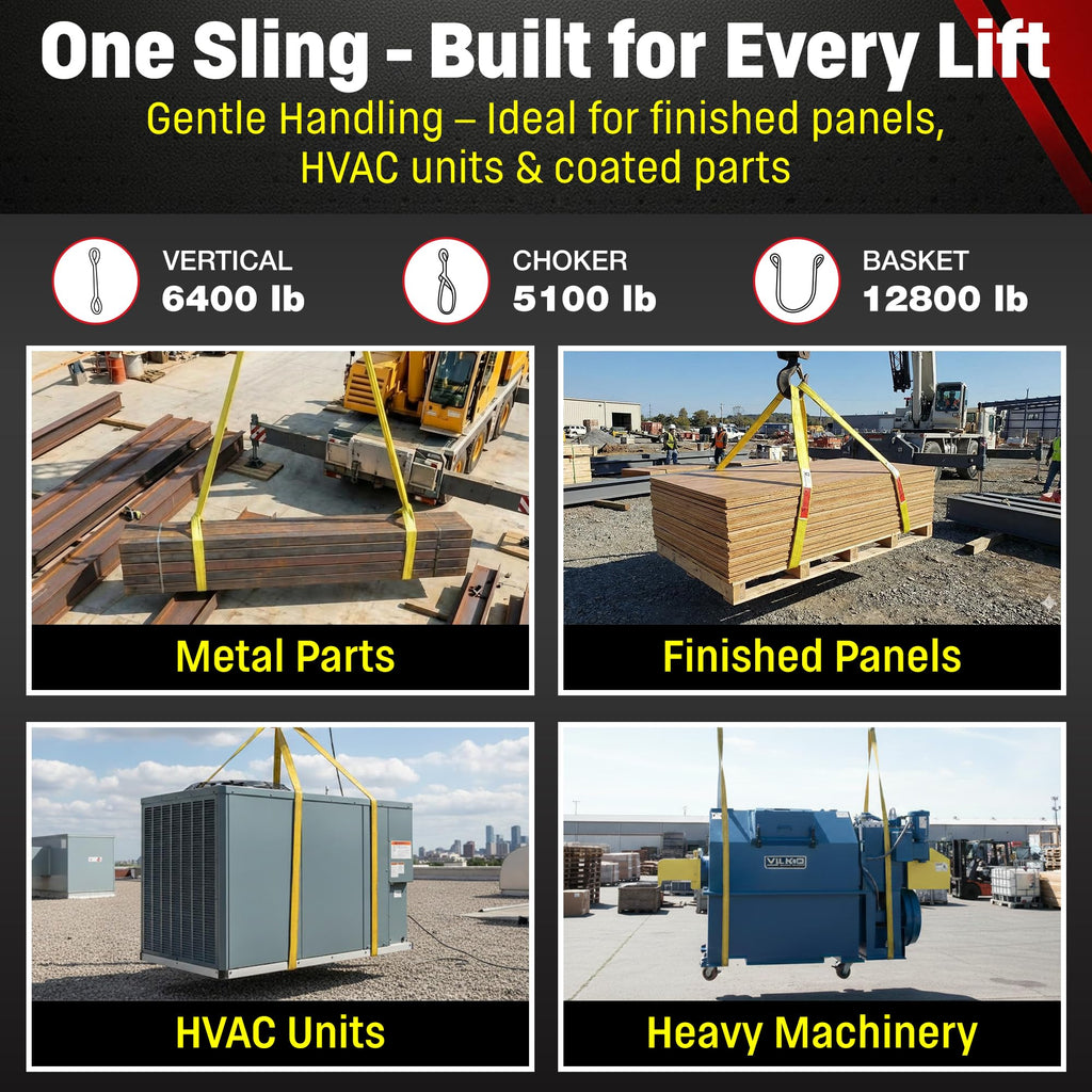 DD Sling (USA Made). 2" wide X (4' to 20' lengths) in Listing! 2 Ply Twisted Eye, Nylon Lifting Slings, Eye & Eye, Heavy Duty (900 webbing), 6,400 lbs Vertical, 5,100 Choker, 12,800 Basket Load Capacity (2inX8ft)
