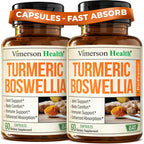 Turmeric Supplement w/Boswellia Serrata – Daily Support for Joint Health & Comfort – Organic Turmeric Curcumin Powder, Bioperine for Enhanced Absorption & Ginger – Boswellia Extract Capsules, 2 Pack