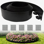 33FT Landscape Edging, 4 Inch Garden Edging Border with 50 Spikes, Flexible Lawn Edging for Trees, Landscape, Garden, Flower Beds, Lawn, Yard, Pathway, Paver Edge-Black