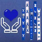 WANDIC Blue Ribbon Bracelets, 30 Pcs 5 Styles Colon Cancer Awareness Wristbands Adjustable Polyester Wrist Bands Wrist Strap for Public Event, 6.89 * 0.59in, Polyester, no Gemstone