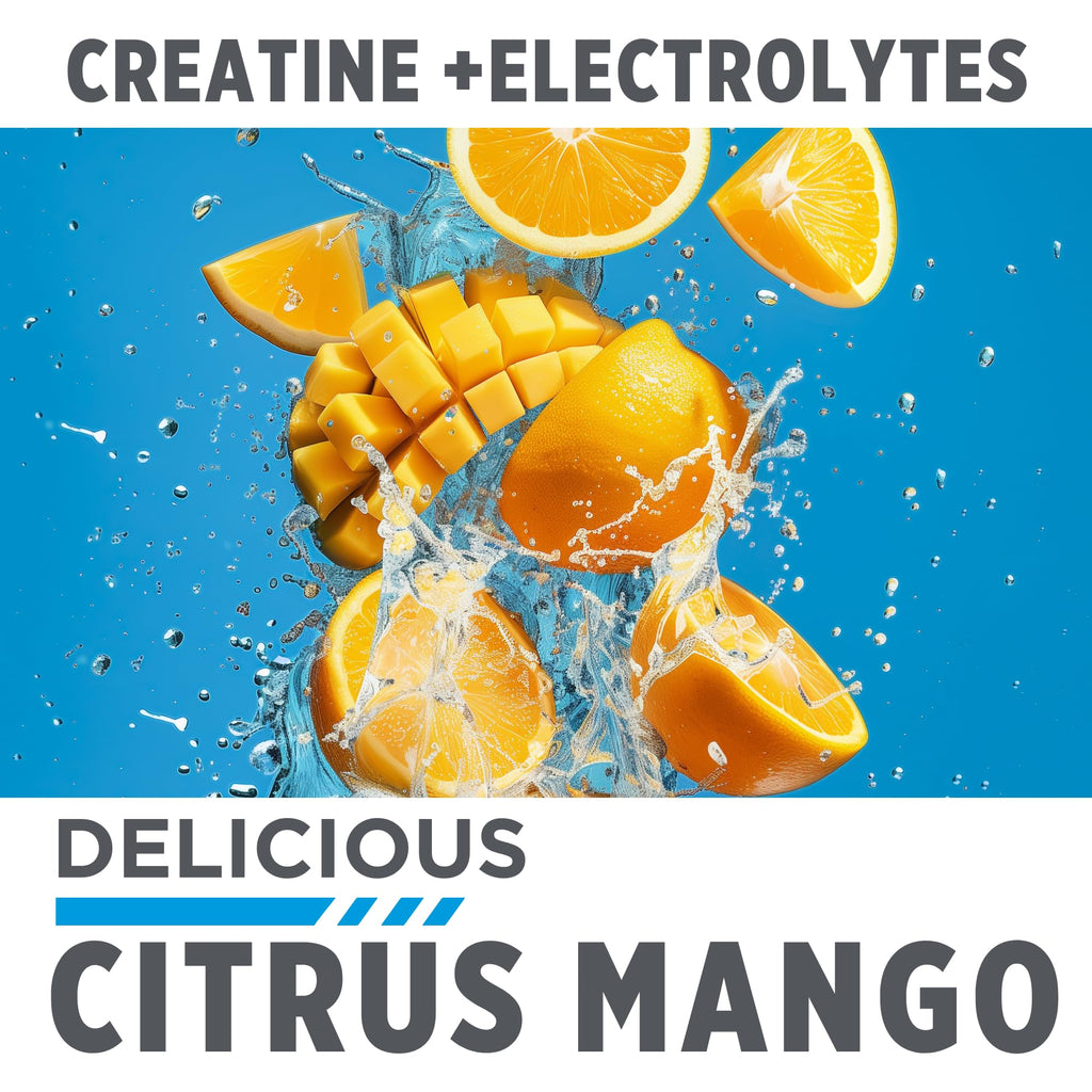 CON-CRET Creatine HCl + Hydration | Electrolyte Powder Tub | Citrus Mango | Sugar Free Electrolytes | Rehydration Formula w Potassium, Sodium, Zinc, Magnesium to Hydrate & Recover (40 serv)