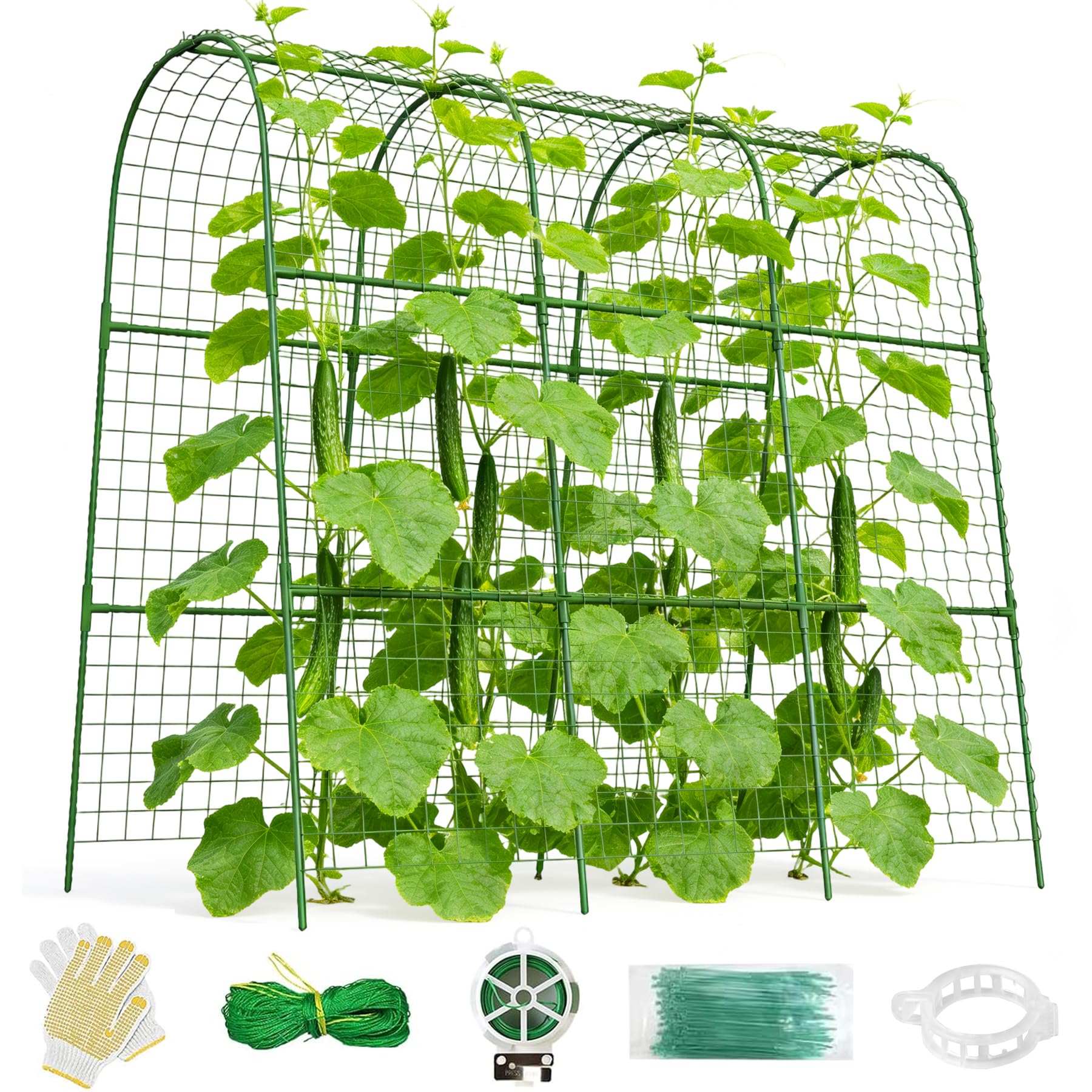 Cucumber Trellis for Raised Bed 48" L x 48" H U-Shape Garden Trellis for Climbing Plants Outdoor, Metal Arch Trellis for Vegetables, Plant Support for Tomato Pea Zucchini Grape Flowers