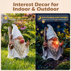 EXYGLO Solar Gnome Garden Statue Decor, 5.7" Middle Finger Gnome with Flickering Cigar Outdoor Funny Decoration for Lawn, Patio, Yard, and Unique Housewarming, Individual Birthday Ornament Gift