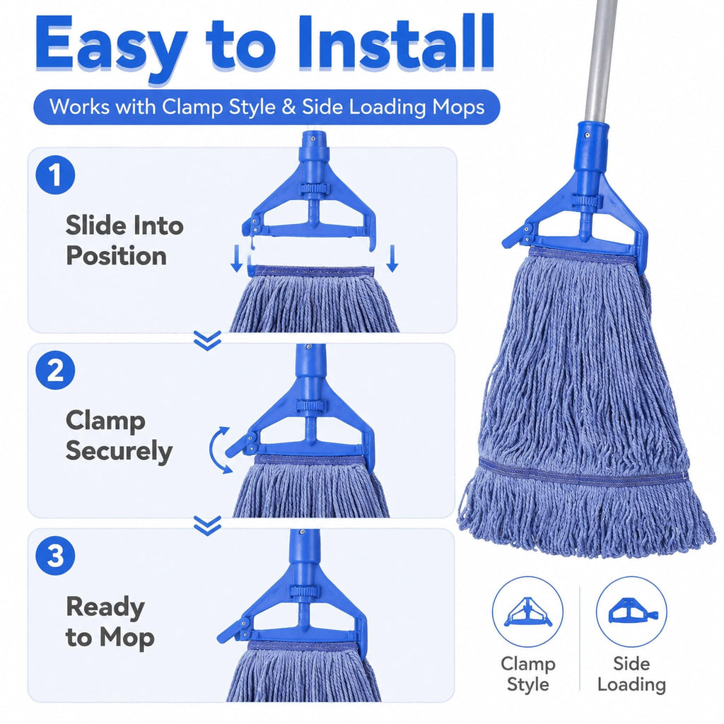 2 Pack Heavy Mop Replace Head，mop Head Replacement,Commercial mop Heads,Reusable Mop Head Refills-Replacement Mop Heads SuitableWet Industrial Blue Cotton Looped End String Head Refill (Blue)