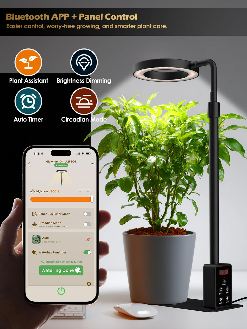 GLOWRIUM Smart Grow Lights for Indoor Plants, Full Spectrum LED Plant Light