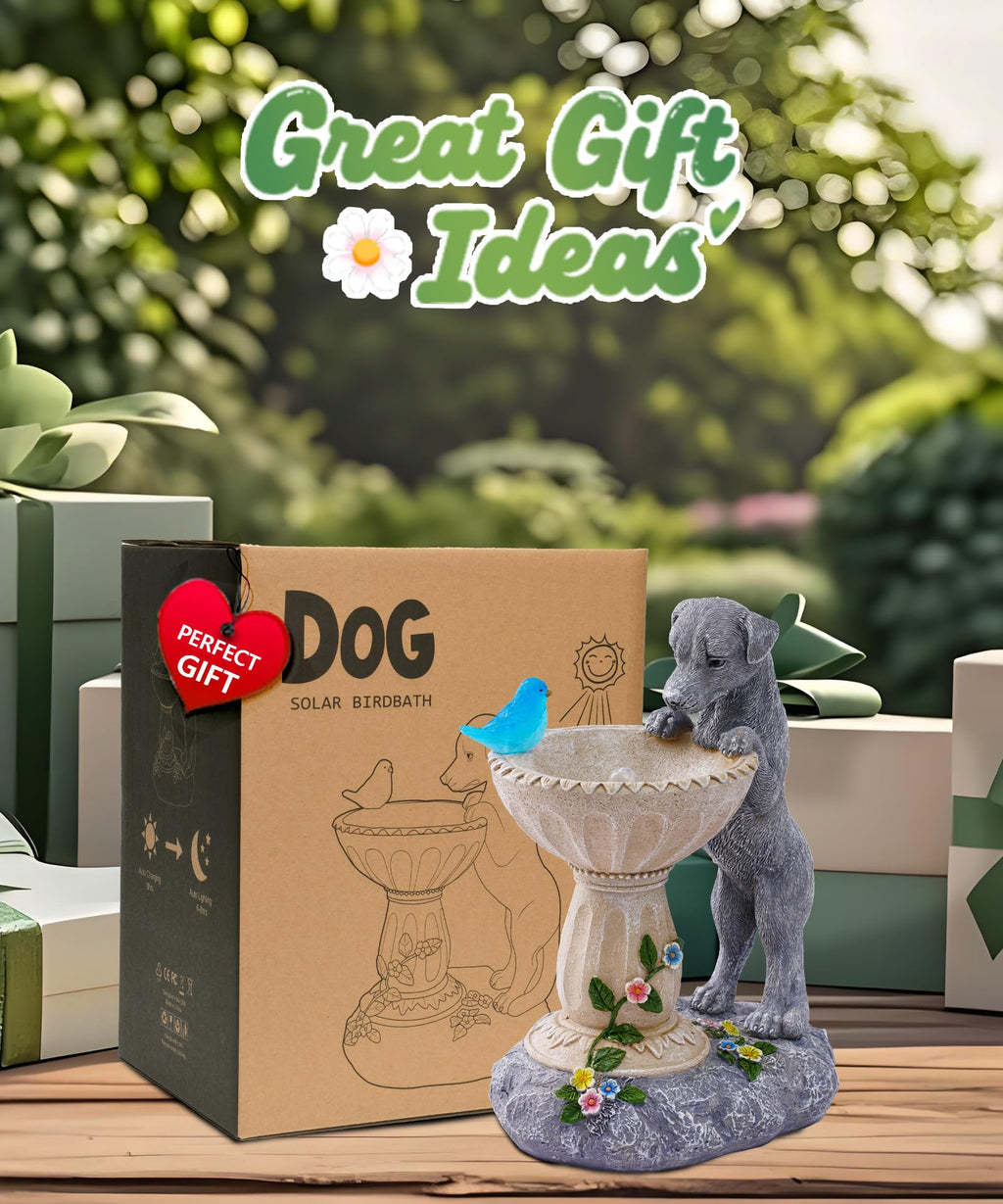 Nacome Solar Dog Garden Statues: Weatherproof Resin Decor