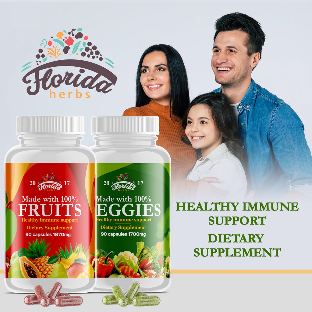 Fruits and Vegetables Supplement - 180 Fruit and 180 Veggie Capsules - Nature Vitamins, Balance of Fruits and Veggies Supports Energy Balance, Soy Free, Vegan Capsules - 360 Count (Pack of 4)