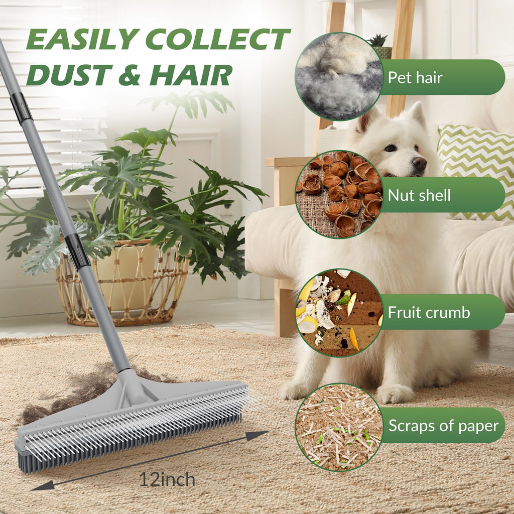 Shag Rake Walensee Carpet Rake for Pet Hair Removal, 2 in 1 Rug Rake to Fluff ...