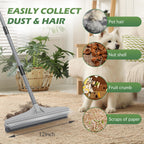 Walensee Carpet Rake for Pet Hair Removal, 2 in 1 Rug Rake to Fluff Carpet with Nylon Groomer Brush, Adjustable Long Handle for Shag Rugs, Stairs, Mats and Floors, Rubber Broom