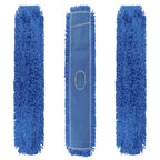 Commercial 48 Inch Dust Mop Head: Replacement Heavy-Duty Sweeper and Janitorial Industrial Dust Mop Head for Floor Cleaning, Office, School, Restaurant, Hospital (3 Pack - Blue)