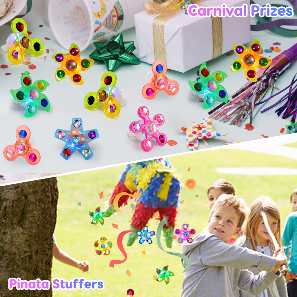 24PCS Light Up Fidget Spinner Ring Glow Party Favors Bulk for Kids 4-8 8-12