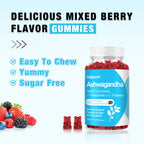 Sijigood 2 Pack Ashwagandha Gummies with L-theanine, Ashwa Root Supplement Gummy for Women Men, 120 Mixed Berry Flavored Gummies