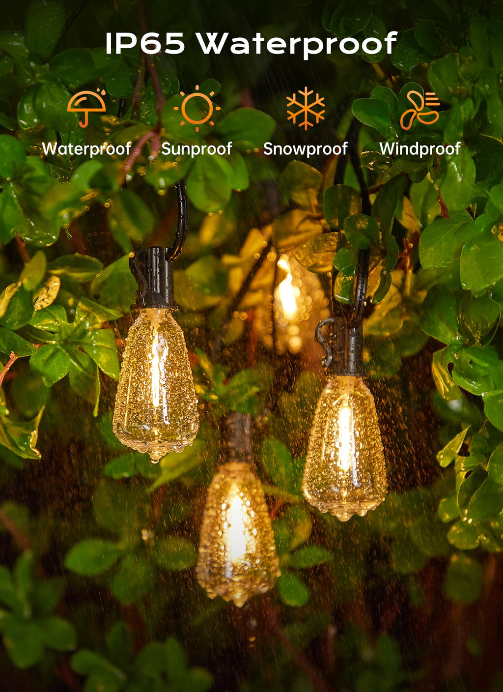 Minetom 100FT Outdoor String Lights with Remote, 46+2 Shatterproof ST38 LED Bulbs, Waterproof Patio Lights with 3 Modes, Dimmable & Connectable 2700K Hanging Lights for Backyard Porch Deck Balcony