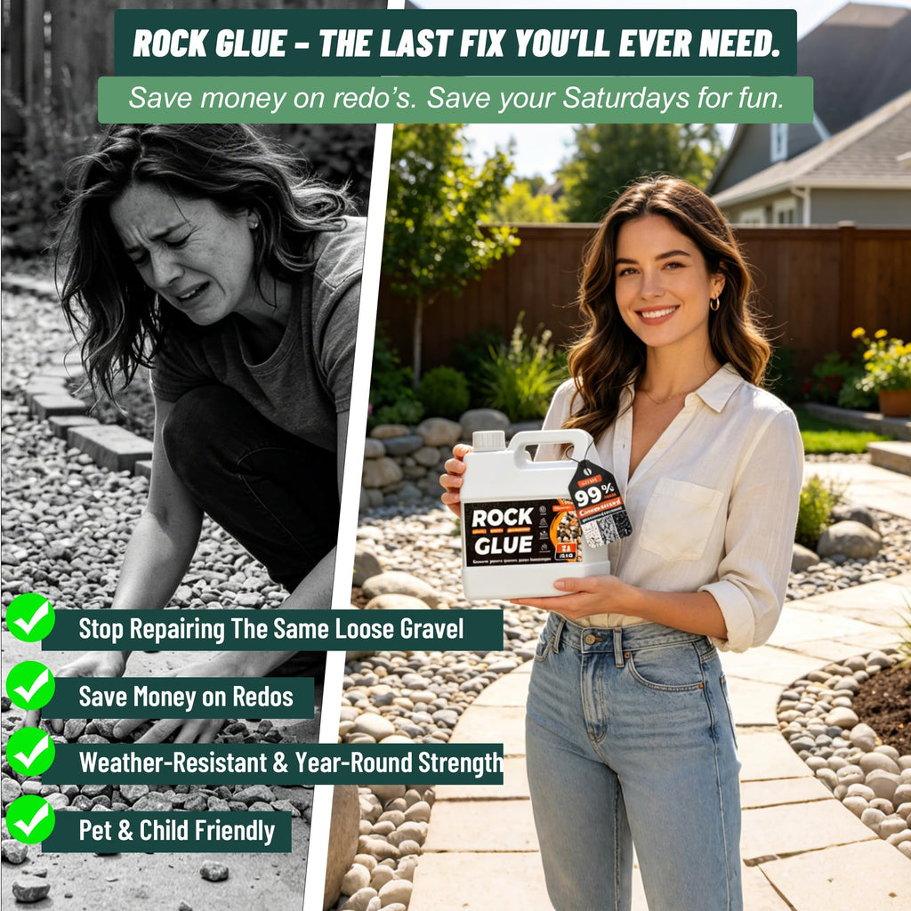 169oz Rock Glue for Landscaping, Premium Pea Gravel Glue & Mulch Glue for Landscaping, Strong Landscape Rock Glue with Weather-Resistant Formula, Fast-Drying Pet-Safe Adhesive Locks Pebbles, Bark