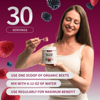 Snap Supplements USDA Organic Beet Root Powder Nitric Oxide Supplements for Men & Women with Pomegranate & Red Spinach, Supports Healthy Blood Flow & Caffeine-Free Energy, Mixed Berry, 30 Servings