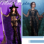 Mepase Boho Witch Lace Kimono Kaftan Dress Robe Beach Bikini Swimsuit,Black