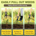 CRAFTZONE Weed Puller Stand Up Weed Puller Tool with Wooden Long Handle Foot Platform Design 4-Claw Steel Head & Removable 3-Section Pole Garden Tools-Easily Remove Weeds Without Bending or Kneeling
