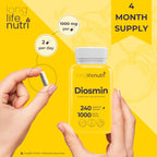 Diosmin 1000mg Advanced Formula - 240 Capsules for Circulatory Health Support, 4-Month Supply, Non-GMO, Made in USA - Daily Wellness Supplement