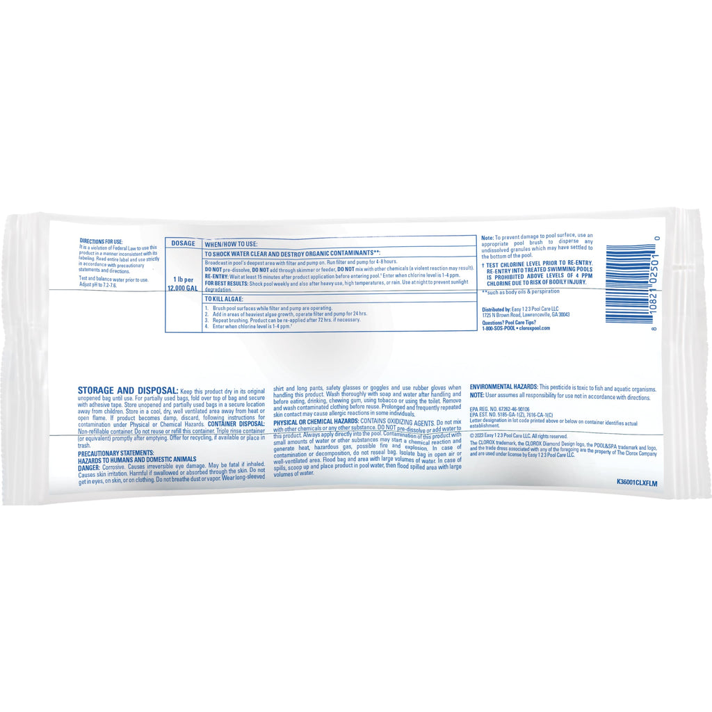 Clorox® Pool&Spa™ Shock XTRABLUE® Plus, Kills Bacteria & Algae in Swimming Pools, Swim-Ready in 15 Minutes, (36-Pack)