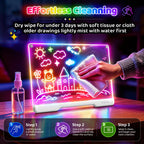 LED Drawing Board with 9 Light Effects, Rechargeable 16" Glow Doodle Note Message Board with Colors, Neon Light Up Drawing Pad Gift Ideas for Kids, Birthday, Christmas with Markers & Tracing Book