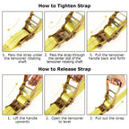 4 Pack 2 Inch Ratchet Straps Heavy Duty 20ft Tie Down Straps Ratchet with Double J Hook, 10000 LBS Break Strength, Cargo Ratchet Straps for Moving, Truck, Trailers, Motorcycles, Kayaks, Car Roof