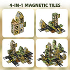 GobiDex Army Magnetic Tiles Road Set Building Toys for Boys 3+ Year Old, STEM Military Magnetic Blocks for Toddlers Construction Toys, Educational Sensory Magnets for Kids Birthday Gifts Boys & Girls