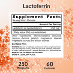 Jarrow Formulas Lactoferrin Supplements 250 mg - Immune-Supporting Glycoprotein for Healthy Immune System Support & Iron Absorption - Freeze Dried, Gluten Free, Non-GMO - 60 Capsules (Servings)