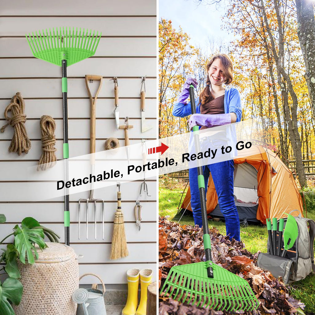 Plastic Leaf Rake - Upgraded Anti-Break Nylon Head,65" Adjustable Outdoor Yard Rakes for Leaves,Grass,Pine Needle,Mulch,Gentle On Lawn Garden - Lightweight for Women,Seniors & Kids,Childs