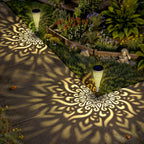 gardencave 6 Pack Solar Lights Outdoor Garden Decorative Mandala Solar Garden Lights with Warm Light Waterproof Solar Pathway Landscape Light for Path Patio Backyard Walkway Yard Decor (White)