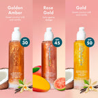 Kopari Sun Shield Body Glow, Broad Spectrum SPF 45, Lightweight Shimmering Gel Texture Absorbs Quickly, Non Sticky, Glowing Results, Rose Gold 5 oz