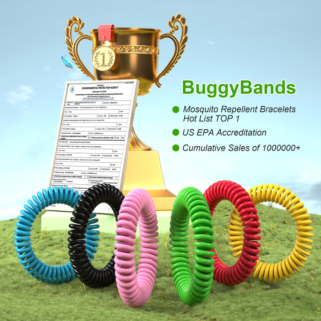 BuggyBands 30 Pack Mosquito Repellent Bracelets, DEET-Free Waterproof Bands, Individually Wrapped