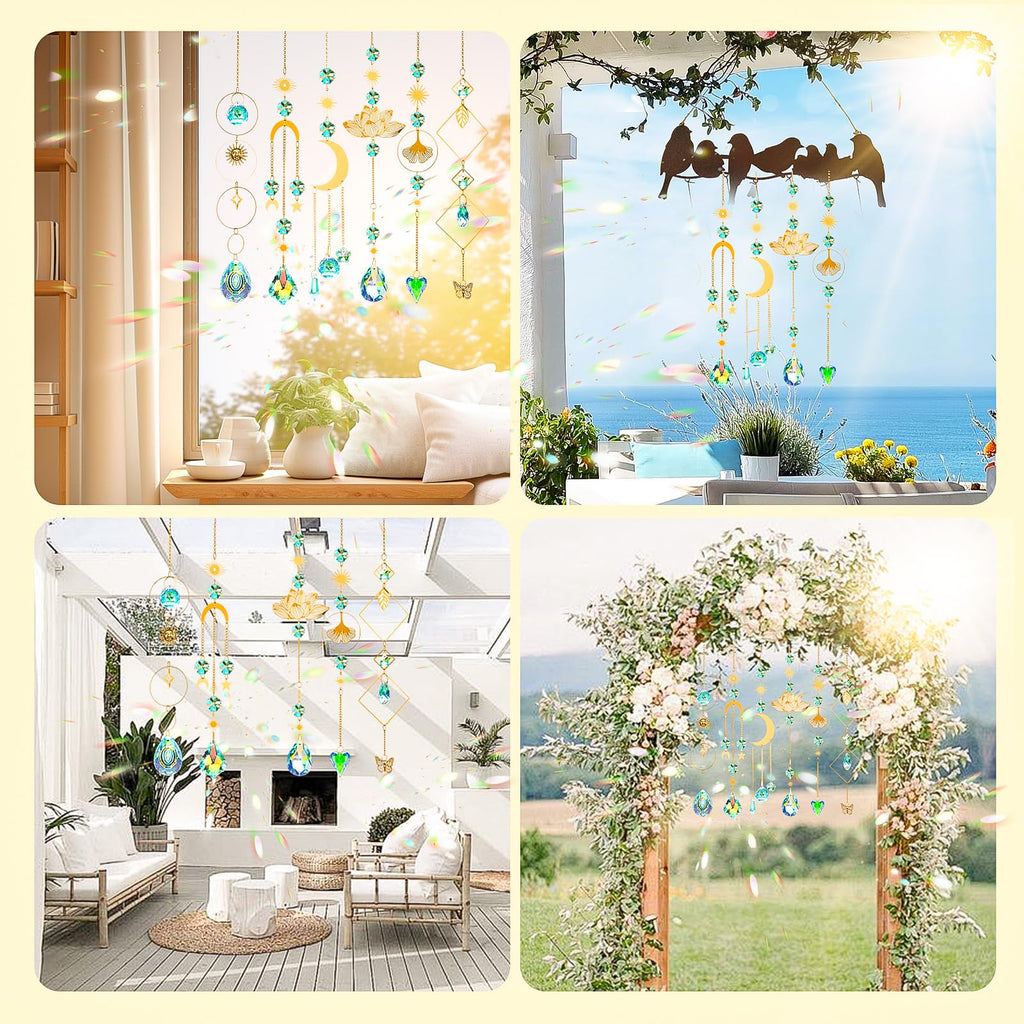 HAPGFS DIY Suncatcher Kit, 402pcs Sun Catchers Making Supplies, Art and Crafts Rainbow Maker for Adults Hanging Prism Sun Catcher with Crystals Indoor Outdoor Garden Party Decor