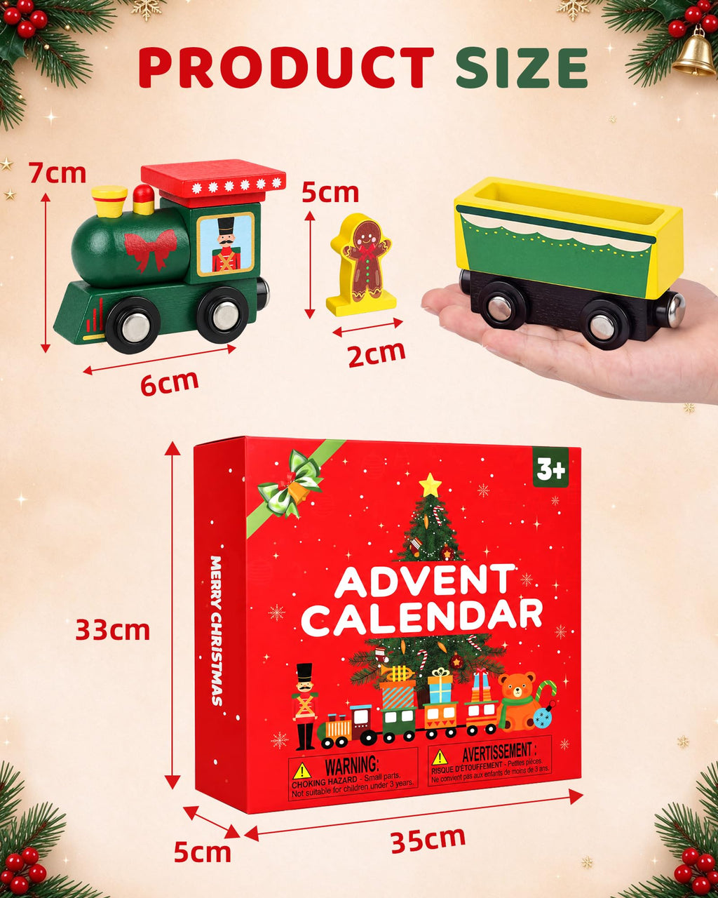 Toddler Advent Calendar 2026, 24pcs Magnetic Wooden Animal Train Set Christmas Advent Calendar 2026 for Kids, Countdown Calendar Gifts Montessori Train Stocking Stuffer for Toddlers, Boys and Girls