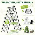 Heavy Duty 2 Pack 50"x17" Adjustable A-Frame Trellis for Climbing Plants Outdoor, Metal Rust-Proof Garden Trellis, Dense Grid Climbing Frame Trellis for Raised Beds, Cucumber, Tomatoes Outdoor