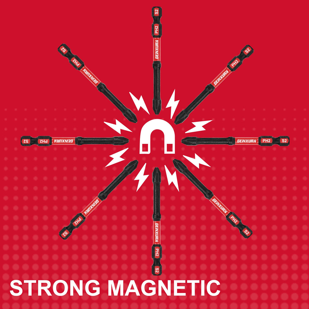 Geinxurn Impact Tough #2 Phillips 3 in. D2 Steel Long Extension Insert Driver Bits,30Pack 1/4 Inch Hex Shank Long Cross Magnetic PH2 Screwdriver Bits Set