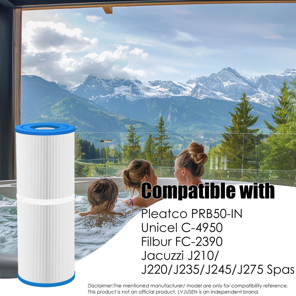 LVJUSEN Universal PRB50-IN Hot Tub Filter, Fits Jacuzzi J245, J235 (Not for 2023+), Replaces Unicel C-4950/ Pleatco PRB50-IN/Strong Spa& Cal spas 50 sq ft, 5x13 Filter-2 Pack