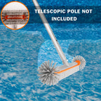 Poolvio Professional 17.5" Floor & Wall Pool Cleaning Brush with Tough Around Nylon Bristles, EZ Clip Aluminum Handle- Easily Sweep from Walls, Floors, Steps (Orange)