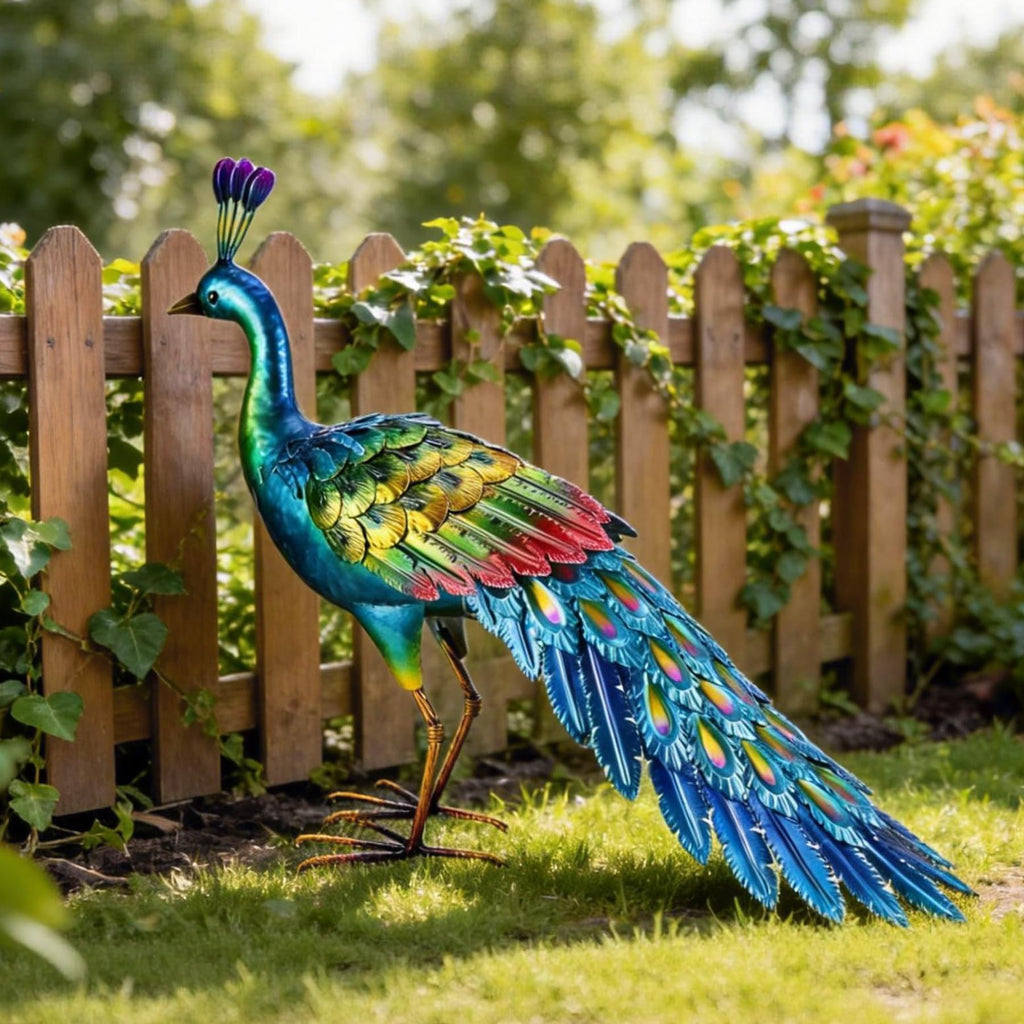 chisheen Metal Peacock Statue Garden Decor Yard Art Outdoor Gift for Women