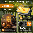 FUANXIEI Solar Lights Outdoor Waterproof: ST38 100FT 30M Shatterproof Bulbs Patio Lights - Solar Powered & USB Charging- Remote Control 3 Light Modes Dimmable Solar Light - Camping Backyard Garden