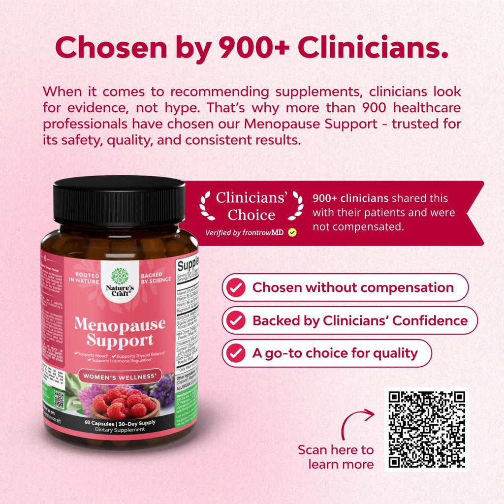 Natures Craft Complete Herbal Menopause Supplement for Women - Female Hormone Balance Capsules for Night Sweats Hot Flashes & Mood Swings with Dong Quai, Chaste Berry & Black Cohosh Root - 60 Count
