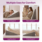 Wedge Pillow with Foam Top for Sleeping,Reading and Rest, 8 Inch Elevated Support Triangle Bed Pillow for Legs and Back Support with Washable Cover