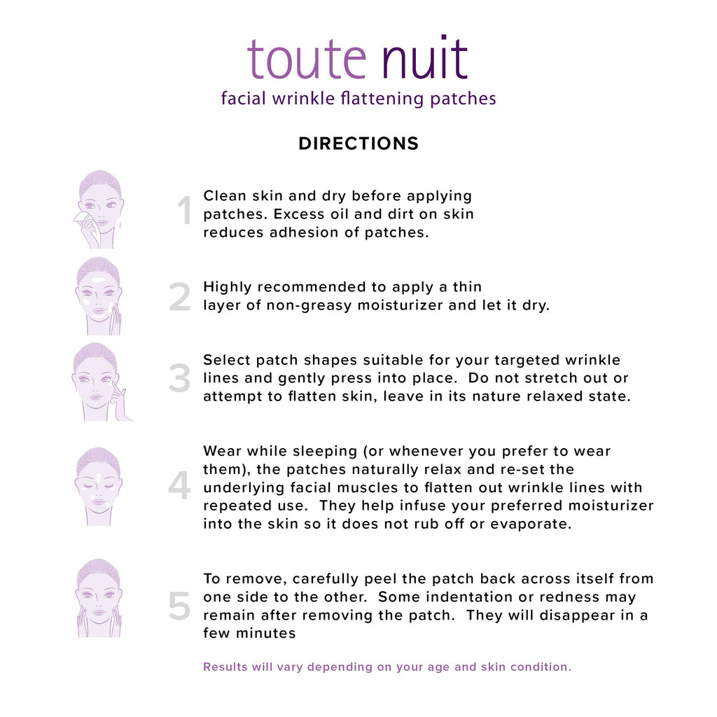 Toute Nuit Wrinkle Patches – Grooves – Face Tape for Maximum Forehead Coverage – Hypoallergenic Anti Wrinkle Patches – 20 Count, Made in USA