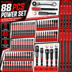 RLVKEAZ 88-Piece Impact Driver & Magnetic Screwdriver Bit Set, S2 Steel Security Torx Hex Phillips Square Triangle Slotted Bits, Mini Ratchet Wrench, Magnetic Bit Holders & Nut Driver, 1/4'' Hex Shank