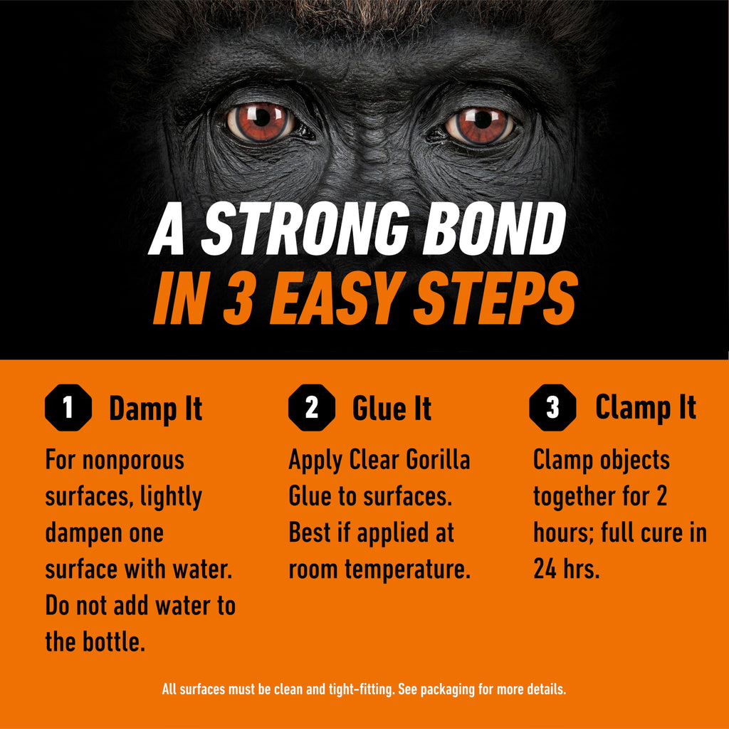 Gorilla Clear Glue, All Purpose, Polyurethane, 3.75 oz Bottle
