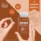 DHM (Dihydromyricetin) 350mg - Dervied from Ampelopsis Grossedentata, 120 Vegetarian Capsules, Organic Supplement for Daily Detox & Energy Balance, 4-Month Supply, GMP Certified, Made in USA
