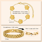 YOQ Stackable Four Leaf Clover Bracelets for Women, 18K Gold Plated Love Bangle Bracelets Set, 2 Pcs Charm Jewelry Gifts (Gold 2Pcs-W)