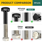 Mywish 254Pcs Nuts and Bolts, 1/4 20 5/16 18 3/8 16 Bolt, Heavy Duty 304 Stainless Steel Bolts and Nuts Kit with Flat Spring Washers, Fully Threaded & Black Oxided, 10 Common Size