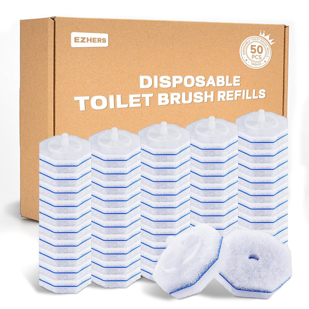 50 Count Toilet Wand Refills Compatible for Clorox, 5X Cleaning Power Toilet Bowl Cleaners & High-Density Disposable Toilet Brush Scrubber - No Falling Apart, Instant Foam Cleaning