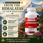 Vadik Herbs Jatamansi Capsules 1000mg | Organic Jatamansi Root (Nardostachys jatamansi) | Ayurvedic Herb for Calm, Clarity & Restful Sleep | 100 Vegetarian Capsules | Non-GMO | Trusted Since 1971