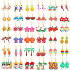 Ecation 36 Pair Summer Earrings for Women Tropical Earrings Hawaiian Earrings for Palm Tree Drop Earrings Studs for Luau Party(Novel)